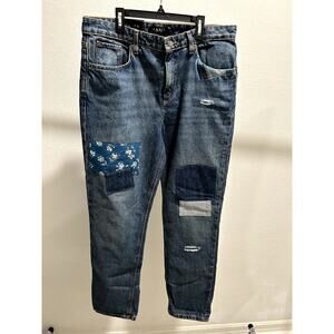 Lauren Ralph Lauren Women's Patchwork Boyfriend Tapered Ankle Jean Dusk Indigo